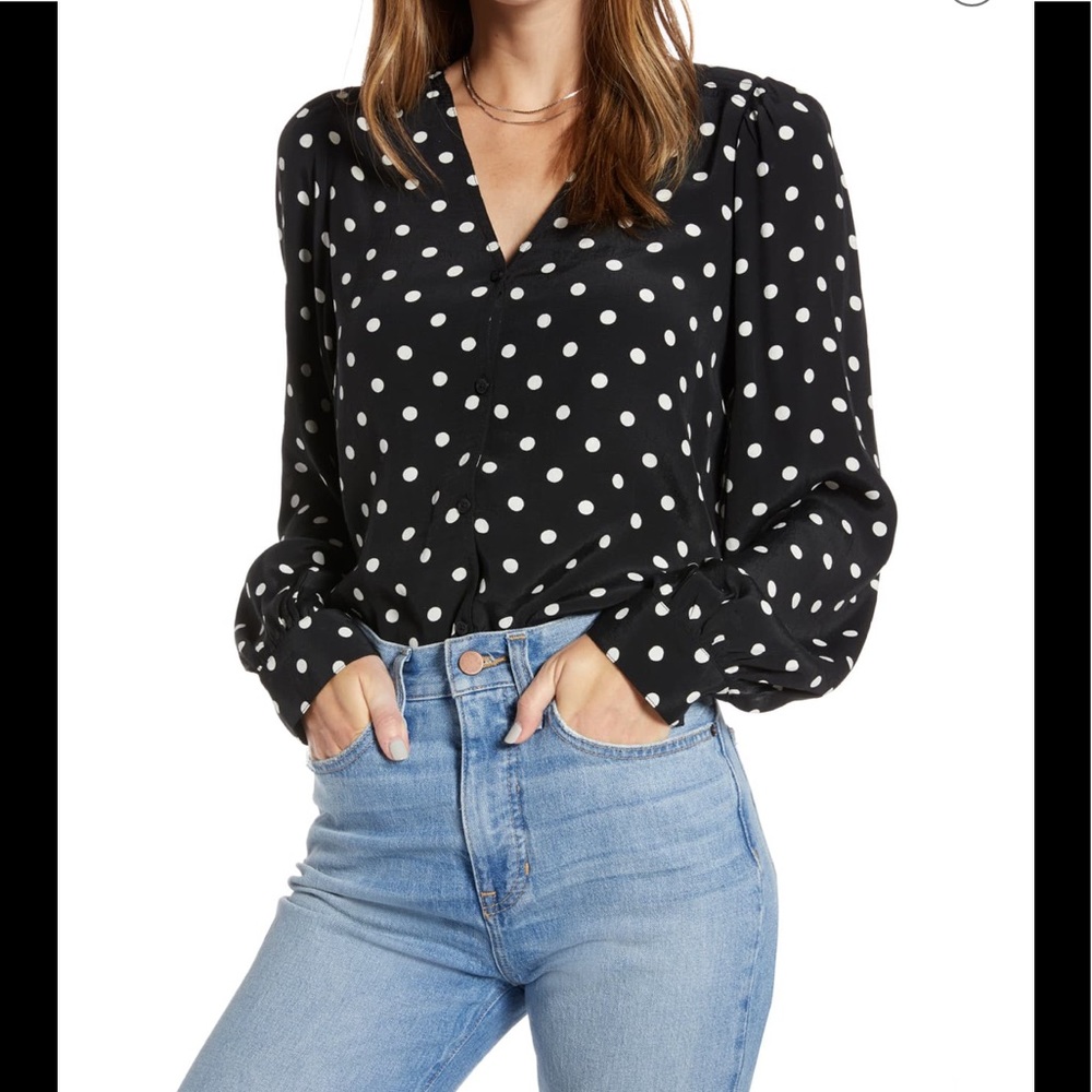 Sz small Something Navy balloon sleeve top